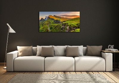 Glass picture wall art Scotland hills