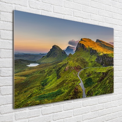 Glass picture wall art Scotland hills