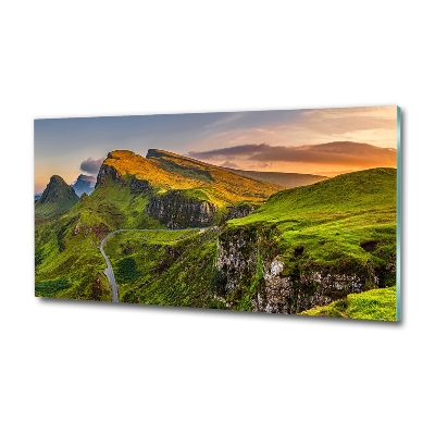 Glass picture wall art Scotland hills