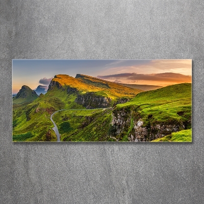 Glass picture wall art Scotland hills