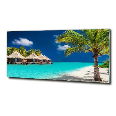 Printed glass wall art Bungalowy maldives