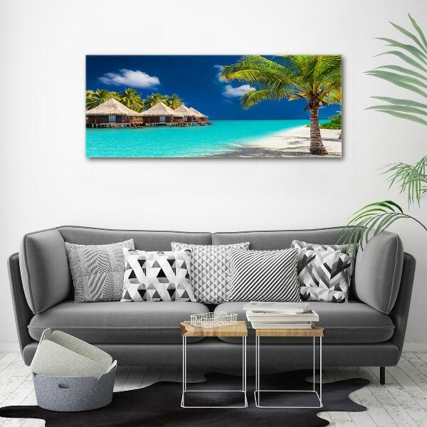 Printed glass wall art Bungalowy maldives