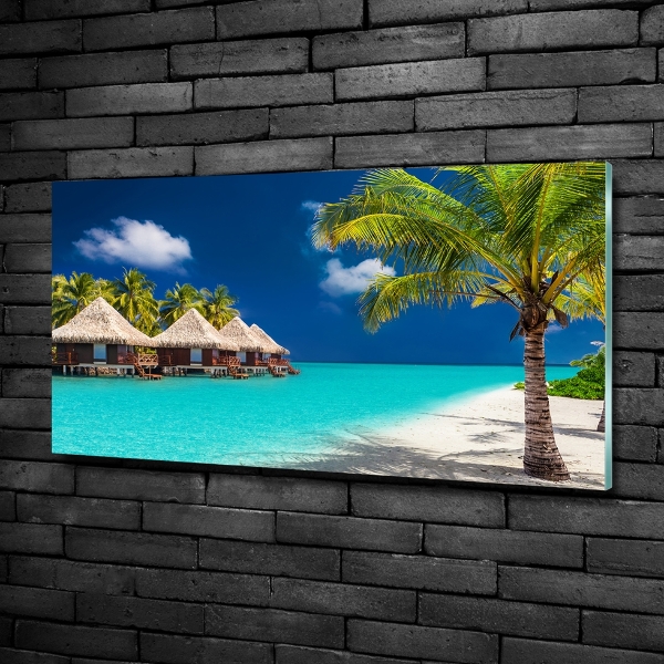 Printed glass wall art Bungalowy maldives