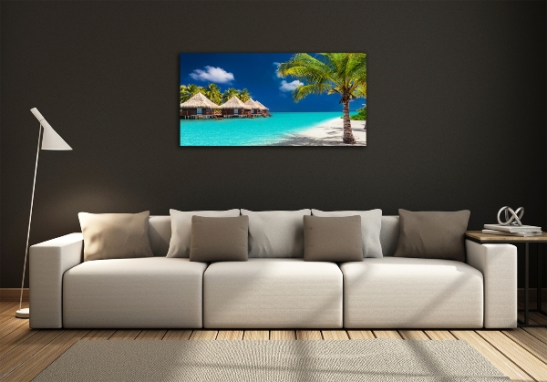 Printed glass wall art Bungalowy maldives