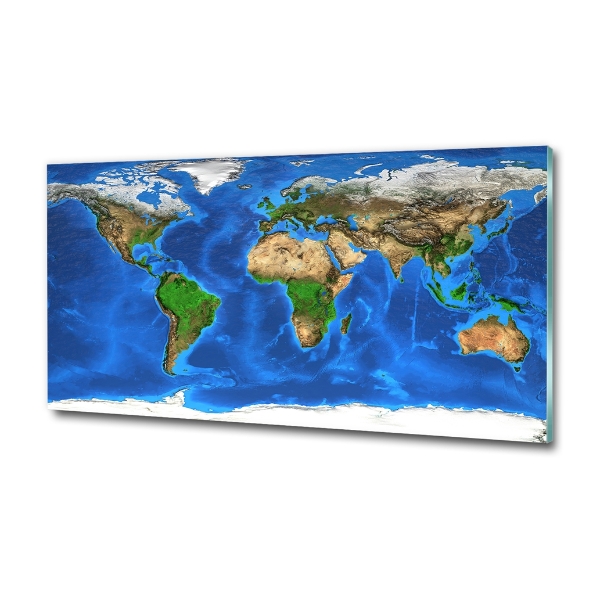 Wall art on glass World map