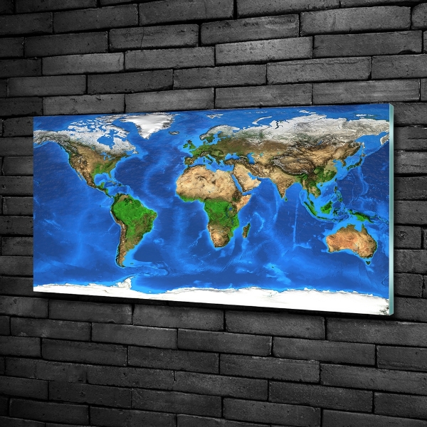 Wall art on glass World map