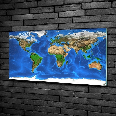 Wall art on glass World map