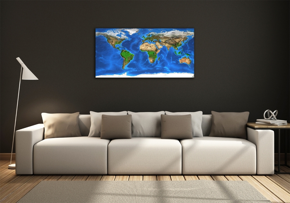 Wall art on glass World map