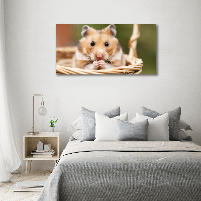 Glass wall art Hamster in the basket