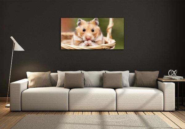 Glass wall art Hamster in the basket