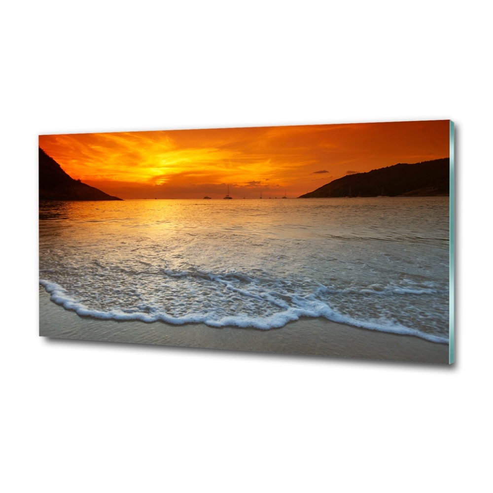 Glass picture wall art Sunset sea