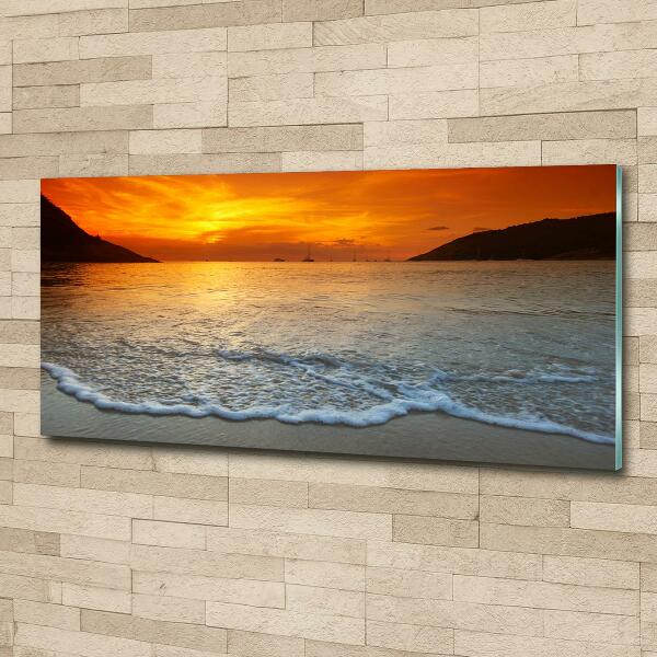 Glass picture wall art Sunset sea