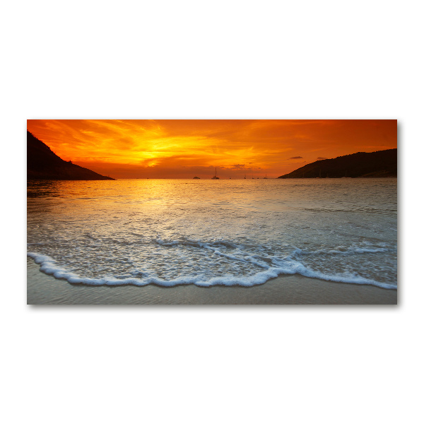 Glass picture wall art Sunset sea