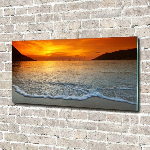 Glass picture wall art Sunset sea