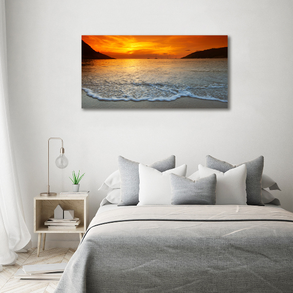 Glass picture wall art Sunset sea