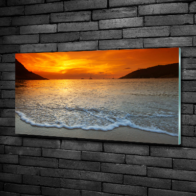 Glass picture wall art Sunset sea