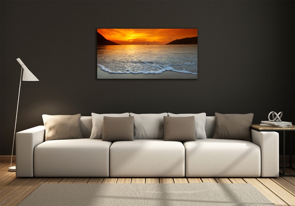 Glass picture wall art Sunset sea