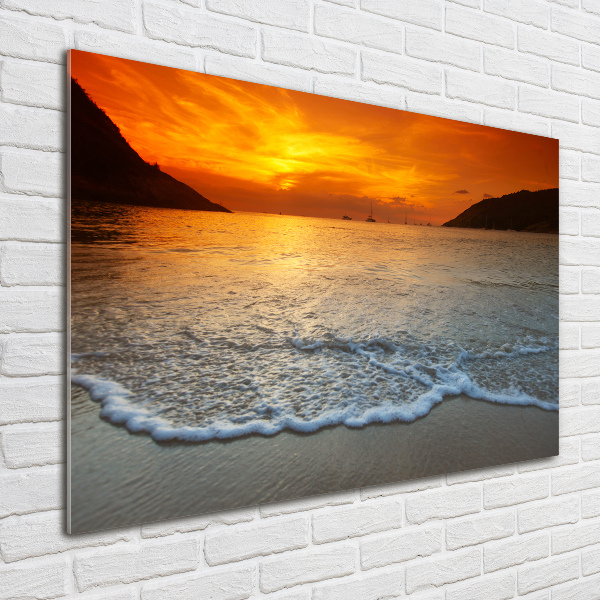 Glass picture wall art Sunset sea