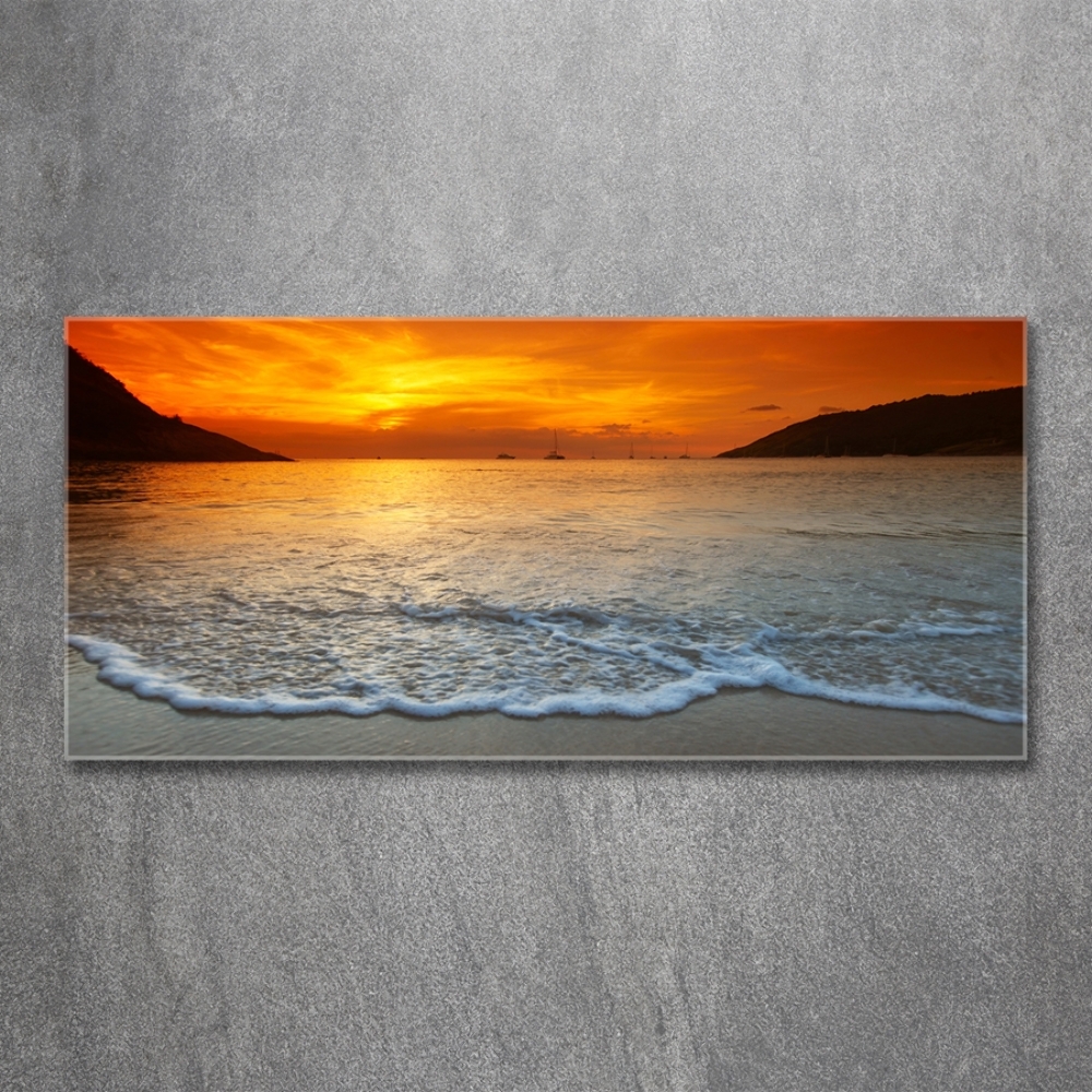 Glass picture wall art Sunset sea