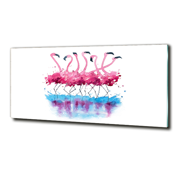 Glass art picture Flamingos