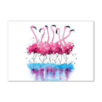 Glass art picture Flamingos