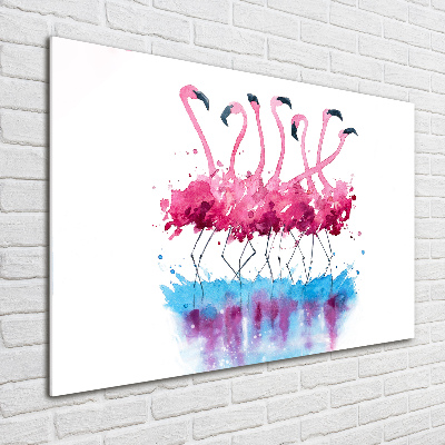 Glass art picture Flamingos