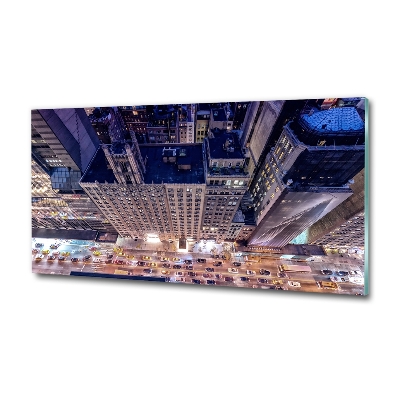 Printed glass wall art New york at night