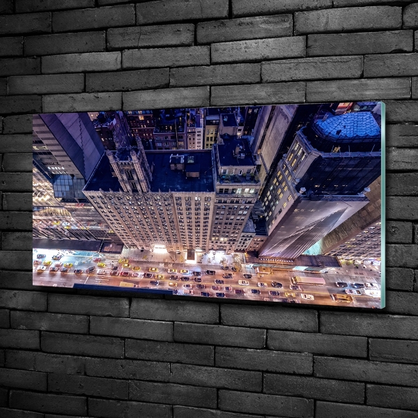 Printed glass wall art New york at night