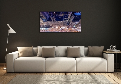 Printed glass wall art New york at night