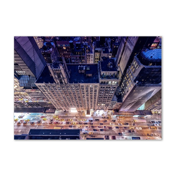 Printed glass wall art New york at night