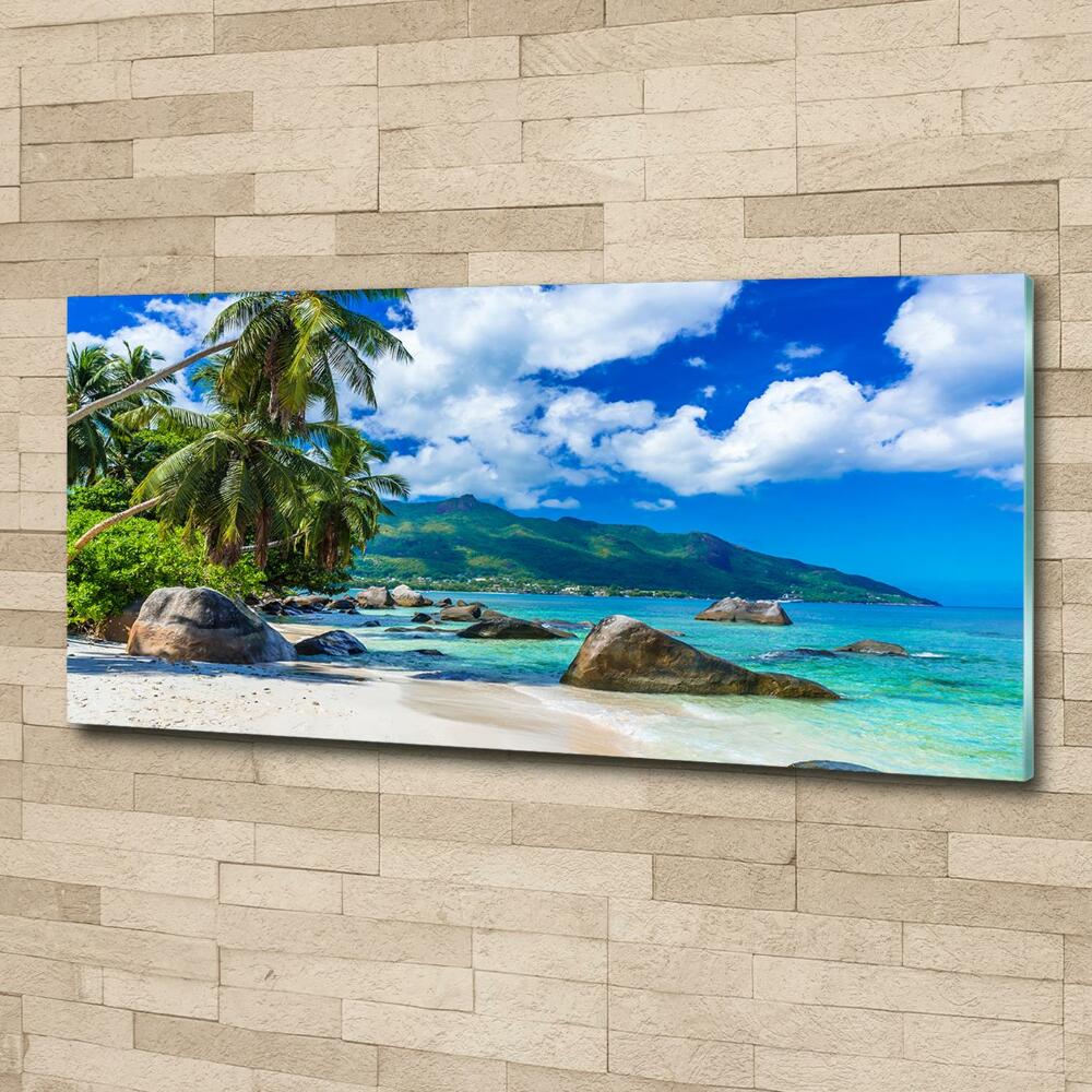 Printed glass wall art Seychelles beach