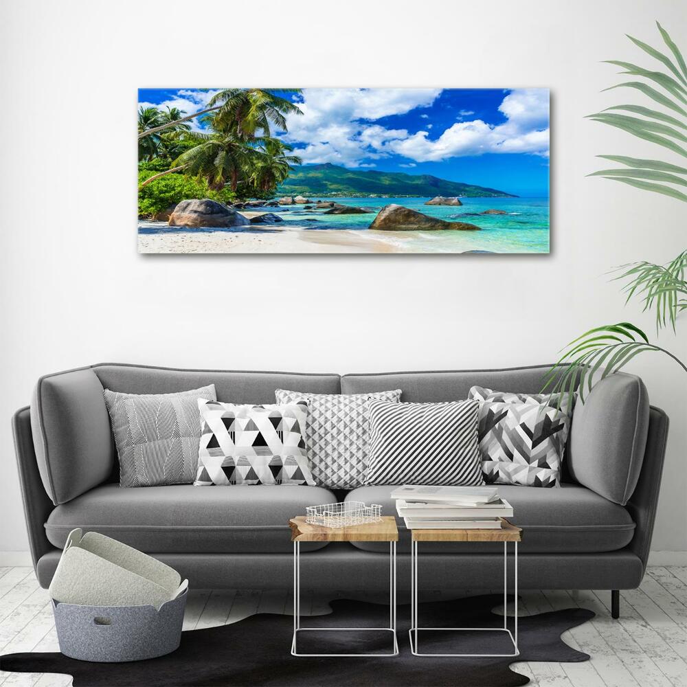 Printed glass wall art Seychelles beach