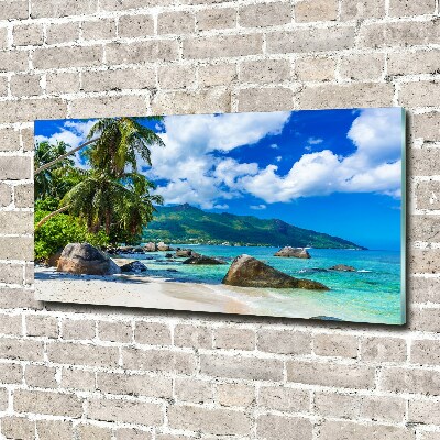 Printed glass wall art Seychelles beach