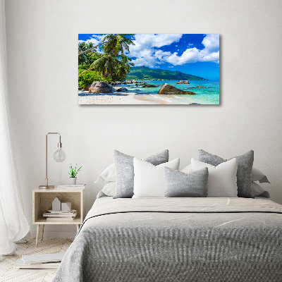 Printed glass wall art Seychelles beach