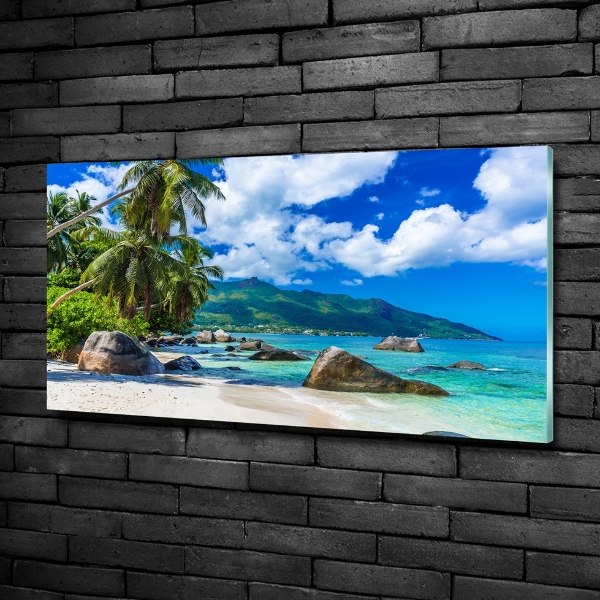 Printed glass wall art Seychelles beach