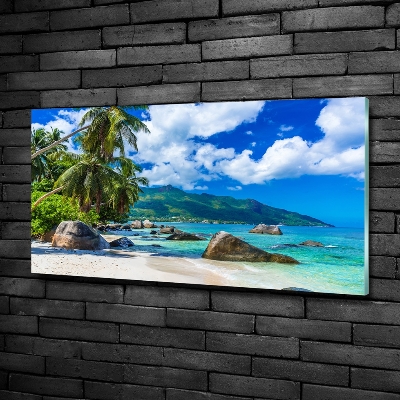 Printed glass wall art Seychelles beach