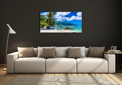 Printed glass wall art Seychelles beach