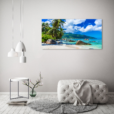 Printed glass wall art Seychelles beach