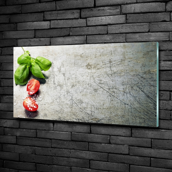 Wall art on glass Tomatoes and basil