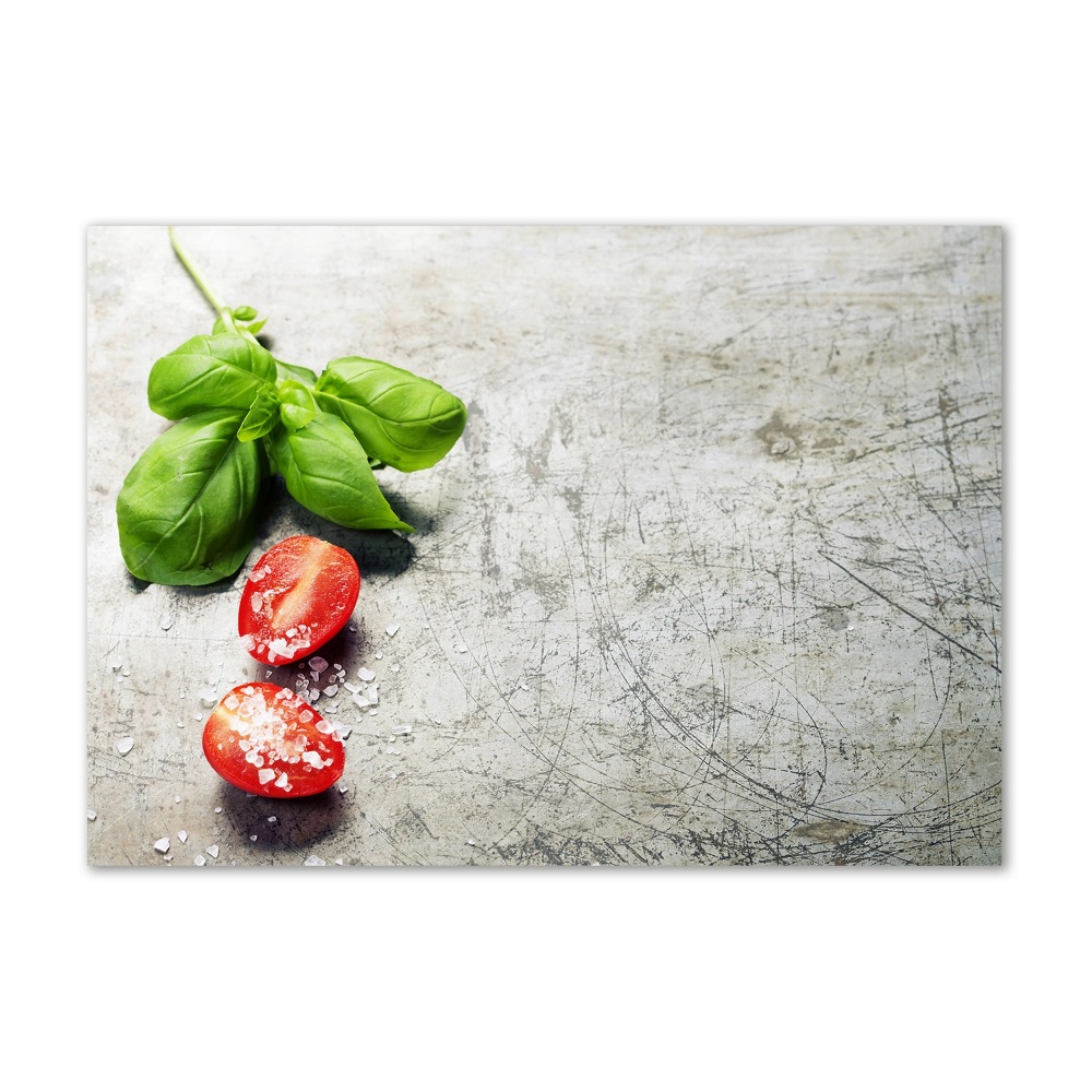 Wall art on glass Tomatoes and basil