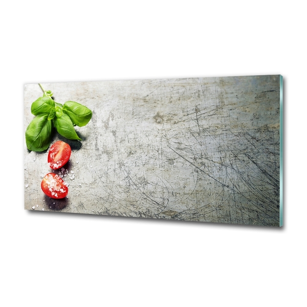 Wall art on glass Tomatoes and basil