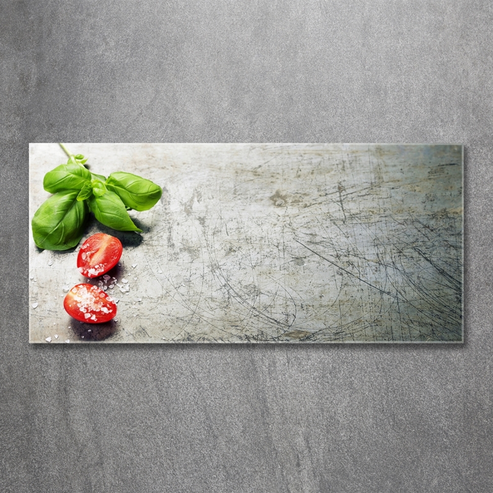 Wall art on glass Tomatoes and basil