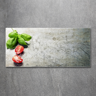 Wall art on glass Tomatoes and basil