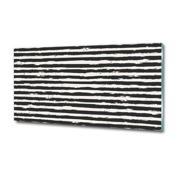 Glass wall art Black and white stripes