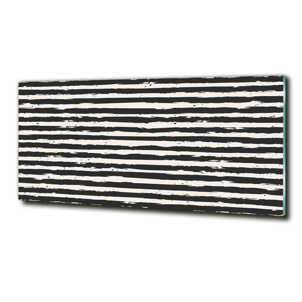 Glass wall art Black and white stripes