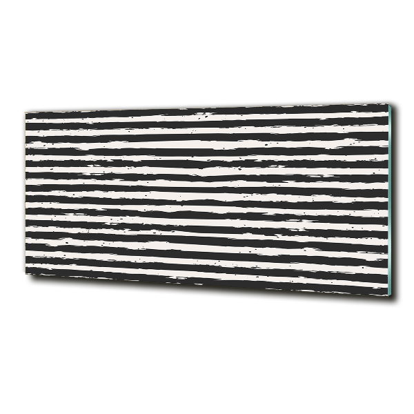 Glass wall art Black and white stripes