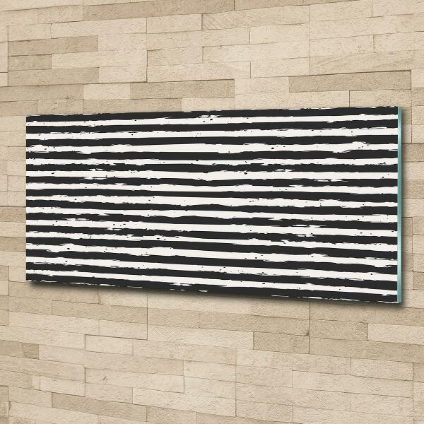 Glass wall art Black and white stripes