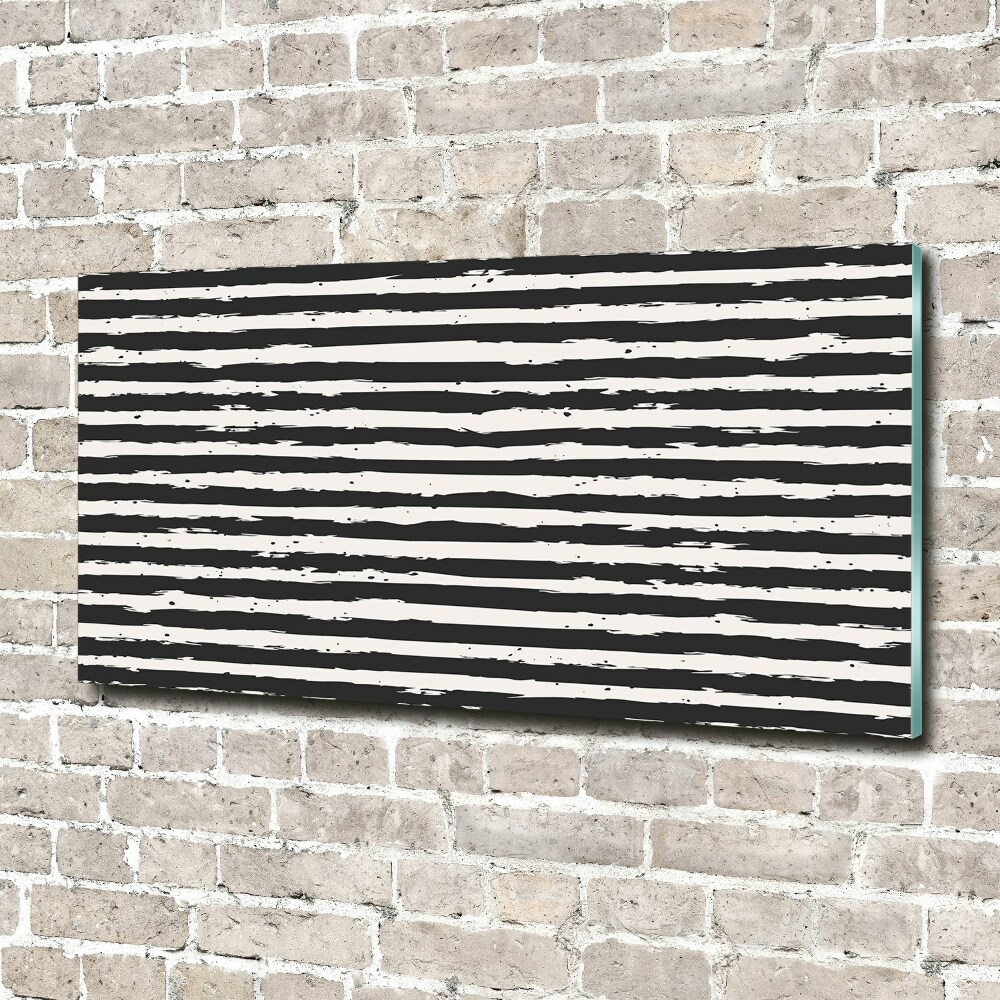 Glass wall art Black and white stripes