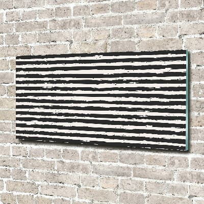 Glass wall art Black and white stripes