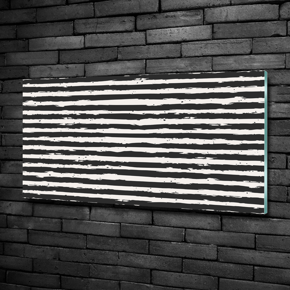 Glass wall art Black and white stripes